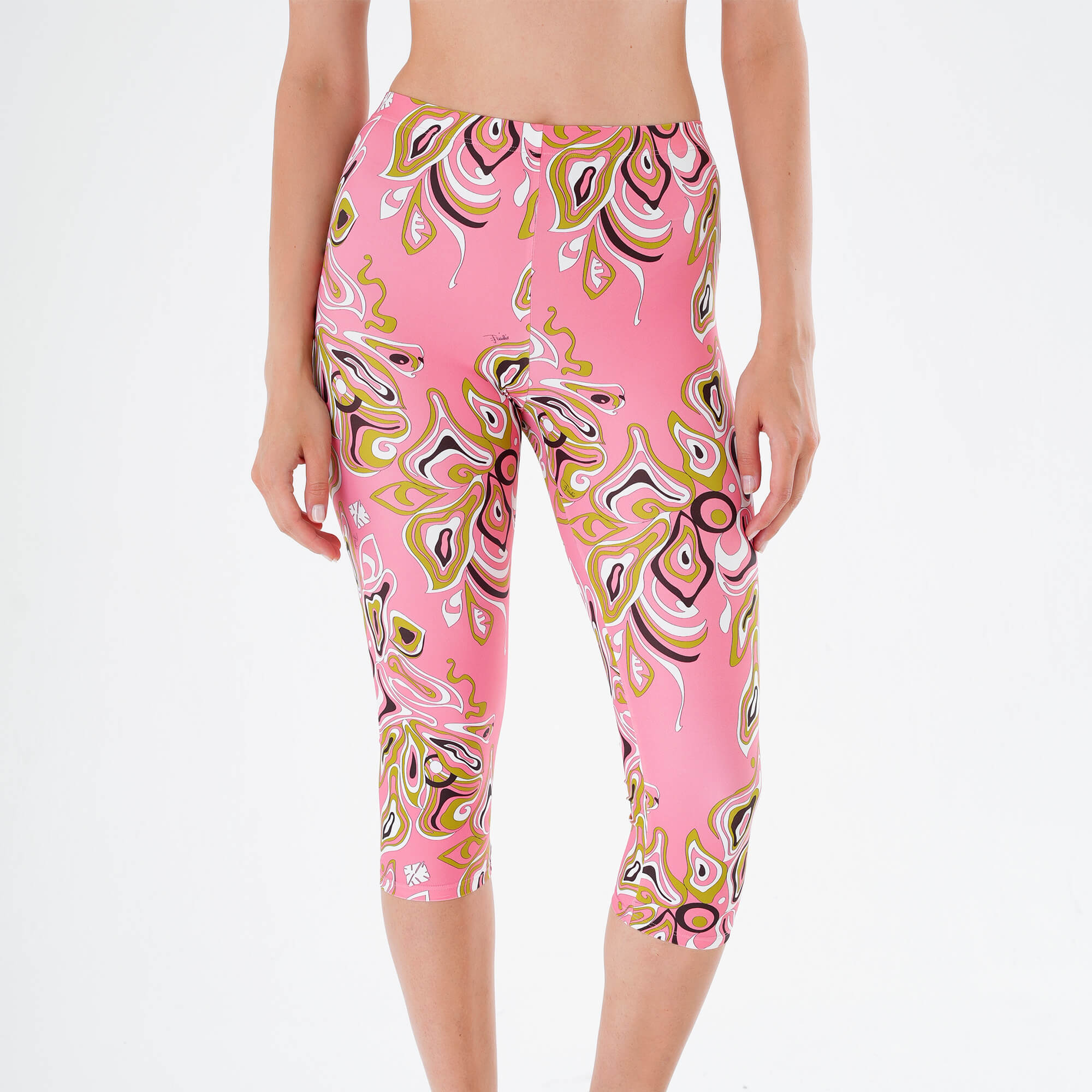 Emilio Pucci - Africana Abstract Print Cropped Leggings in Pink & Purple M